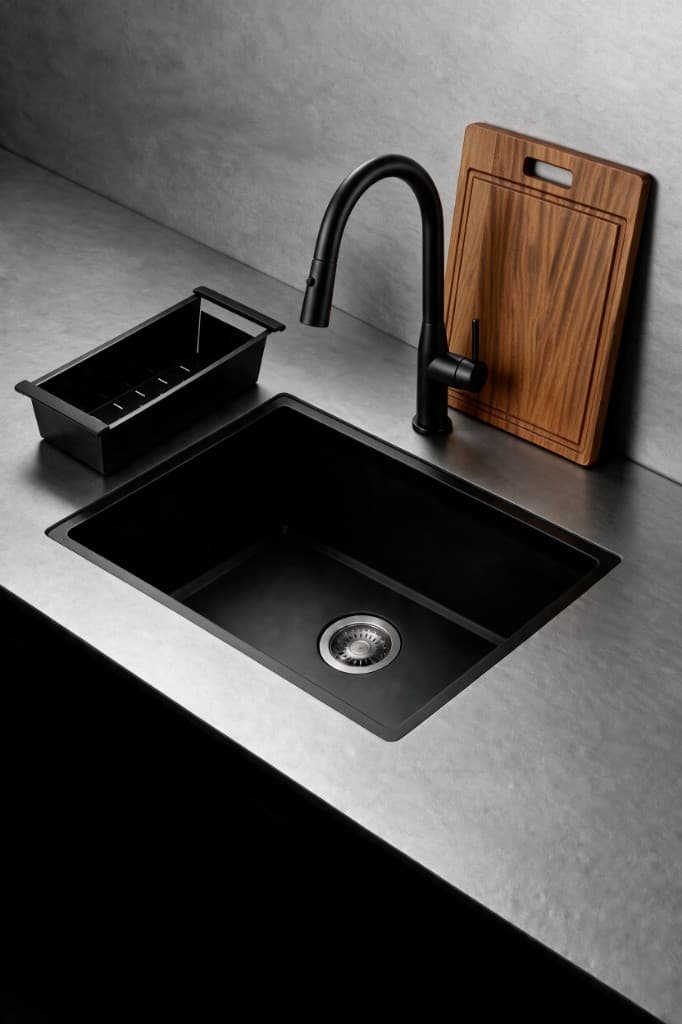 Carysil kitchen sink with colander accessory