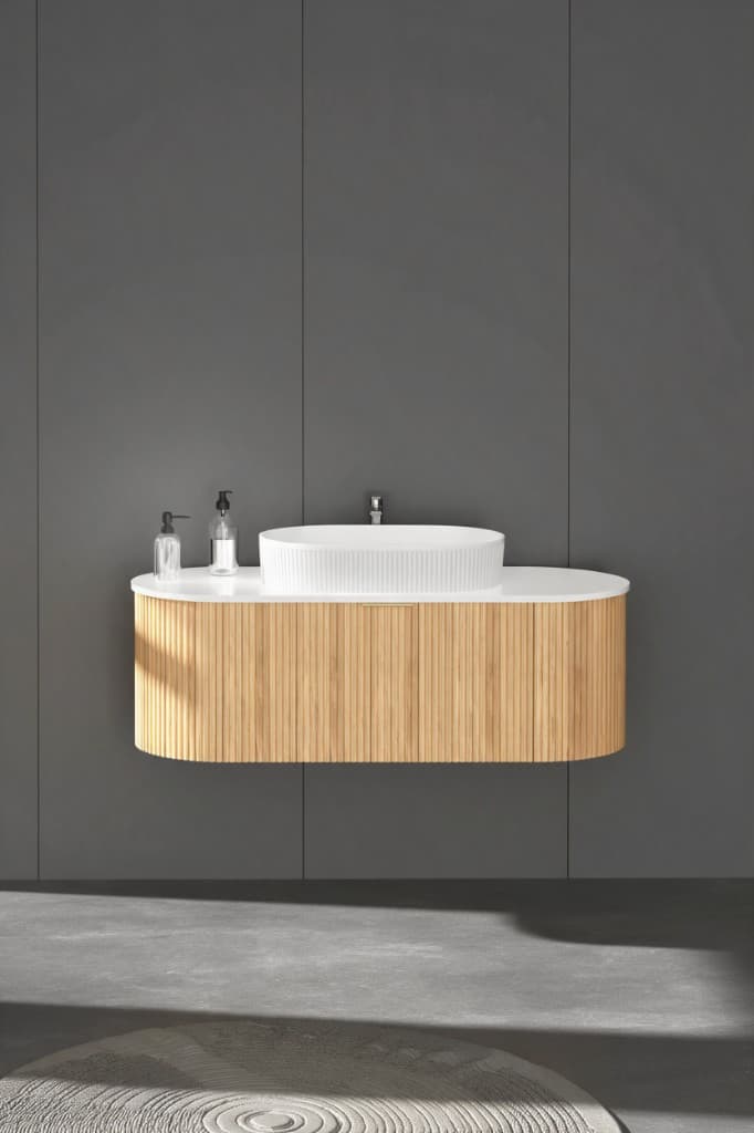 Carysil fluted timber wall-hung vanity